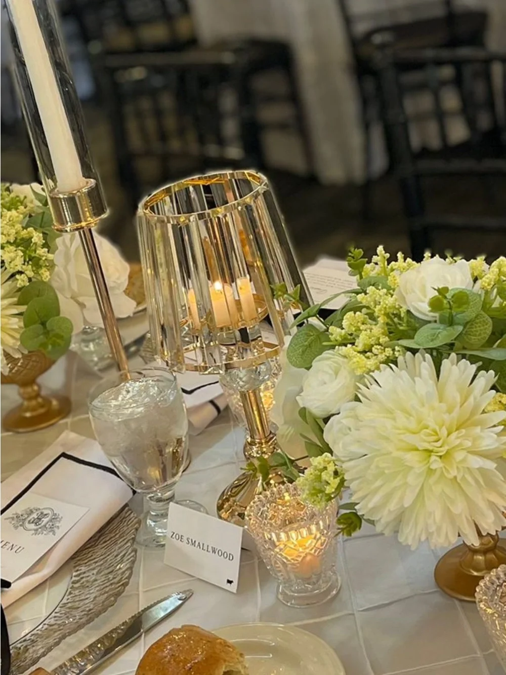 16 White and Green Faux Floral Centerpiece for Wedding or Anniversary reception